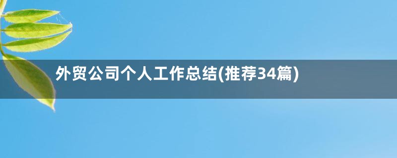 外贸公司个人工作总结(推荐34篇)