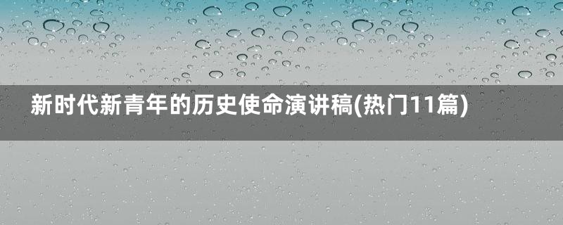 新时代新青年的历史使命演讲稿(热门11篇)