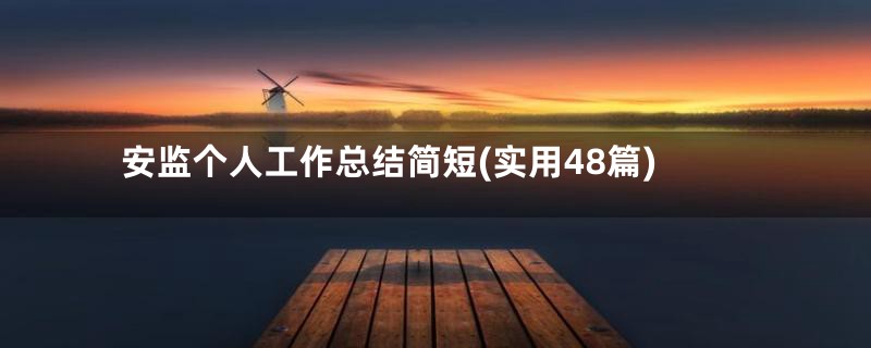 安监个人工作总结简短(实用48篇)
