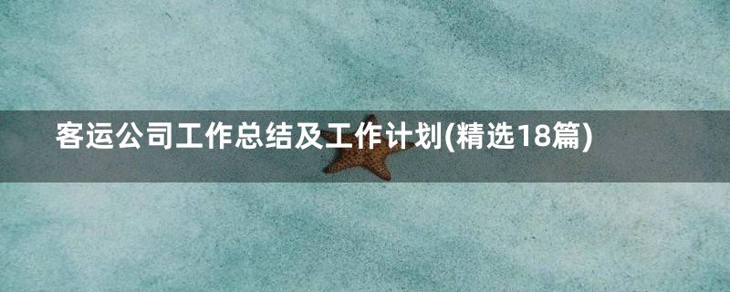 客运公司工作总结及工作计划(精选18篇)