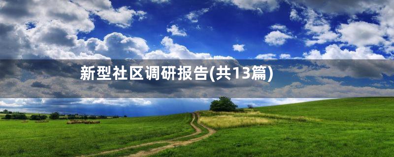 新型社区调研报告(共13篇)