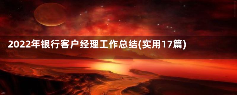 2022年银行客户经理工作总结(实用17篇)
