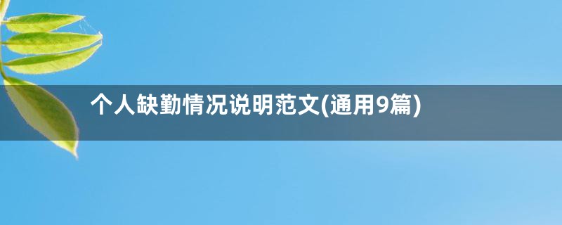 个人缺勤情况说明范文(通用9篇)