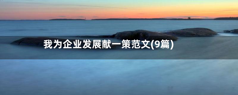 我为企业发展献一策范文(9篇)
