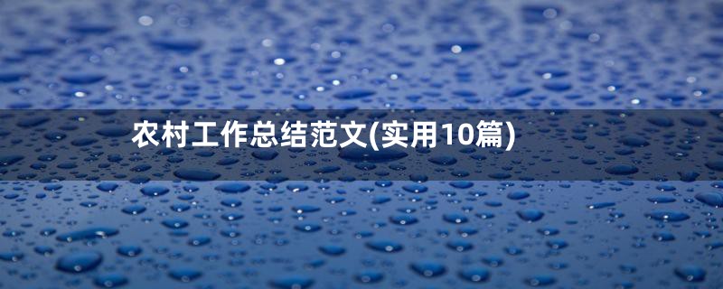 农村工作总结范文(实用10篇)