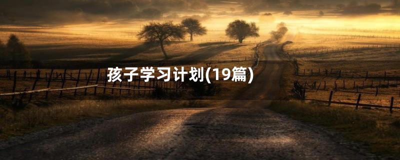 孩子学习计划(19篇)