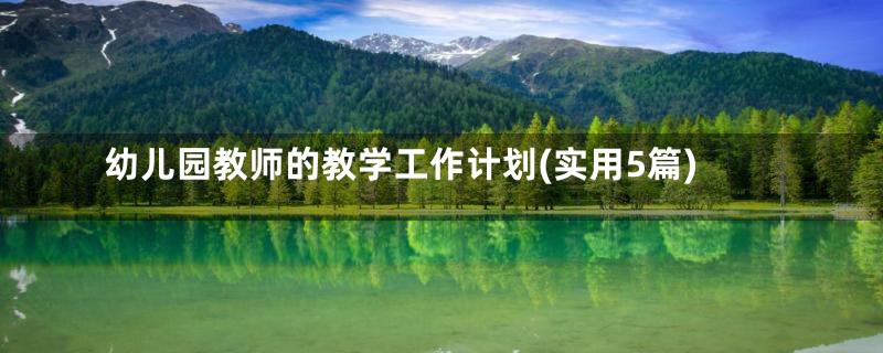幼儿园教师的教学工作计划(实用5篇)