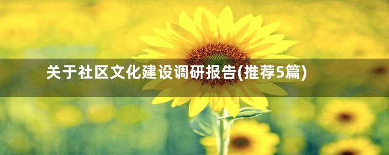 关于社区文化建设调研报告(推荐5篇)