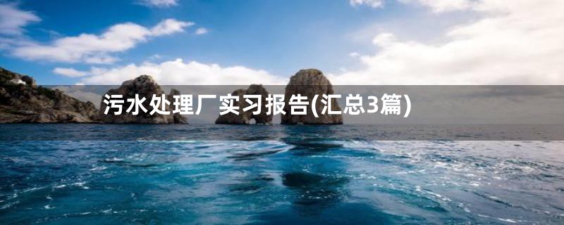 污水处理厂实习报告(汇总3篇)