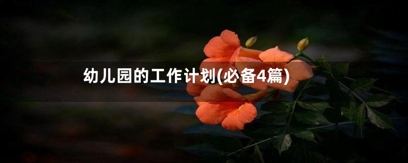 幼儿园的工作计划(必备4篇)