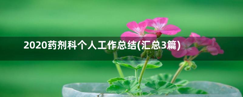 2020药剂科个人工作总结(汇总3篇)