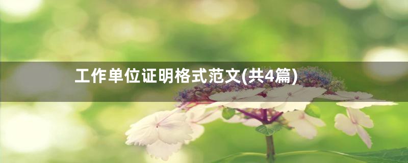 工作单位证明格式范文(共4篇)