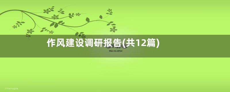 作风建设调研报告(共12篇)