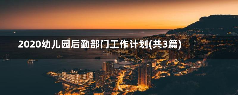 2020幼儿园后勤部门工作计划(共3篇)