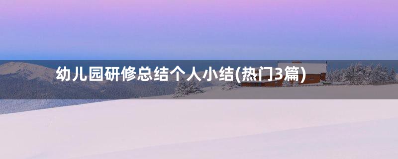 幼儿园研修总结个人小结(热门3篇)