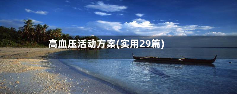 高血压活动方案(实用29篇)