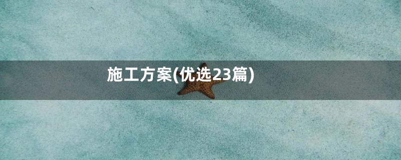 施工方案(优选23篇)