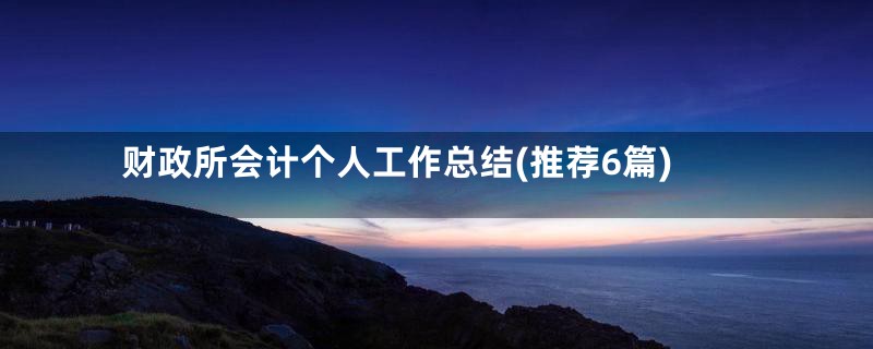 财政所会计个人工作总结(推荐6篇)
