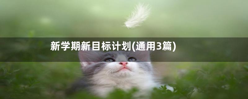 新学期新目标计划(通用3篇)