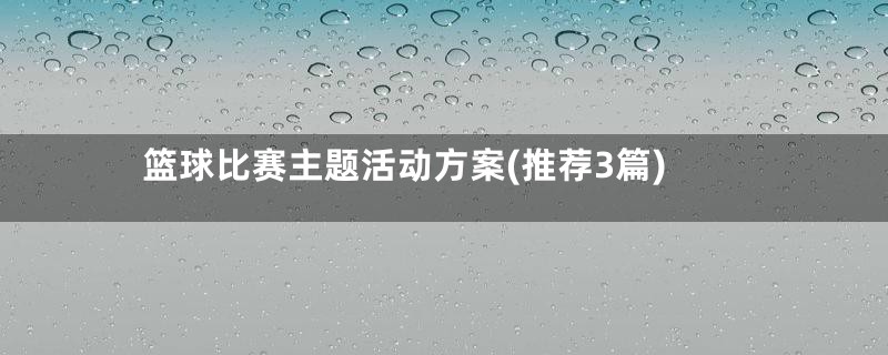 篮球比赛主题活动方案(推荐3篇)