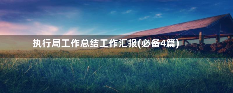 执行局工作总结工作汇报(必备4篇)