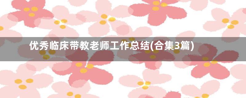 优秀临床带教老师工作总结(合集3篇)