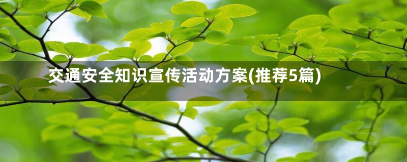 交通安全知识宣传活动方案(推荐5篇)