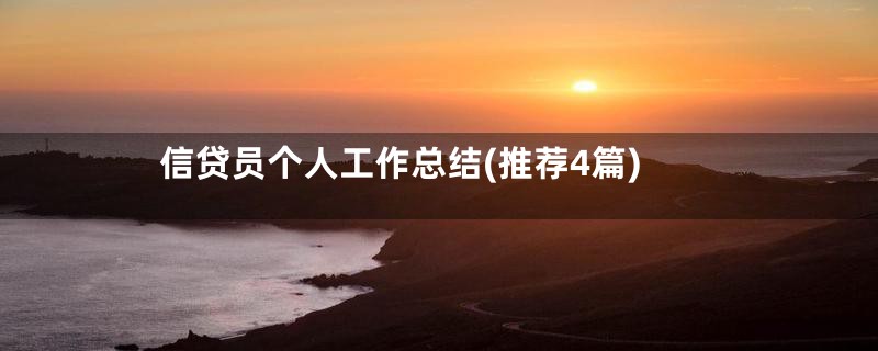 信贷员个人工作总结(推荐4篇)