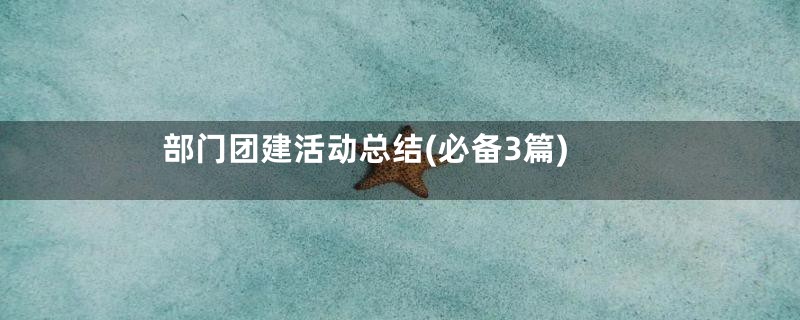 部门团建活动总结(必备3篇)