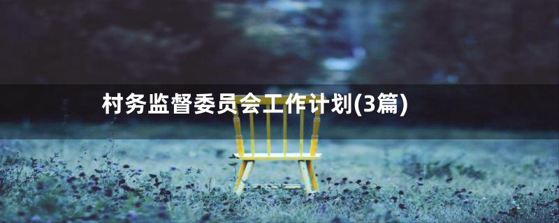 村务监督委员会工作计划(3篇)