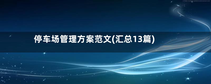 停车场管理方案范文(汇总13篇)