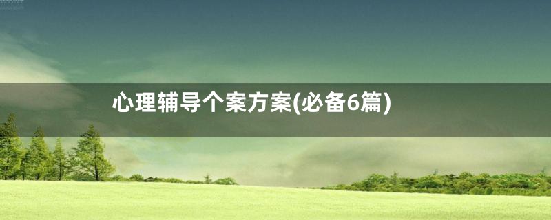 心理辅导个案方案(必备6篇)