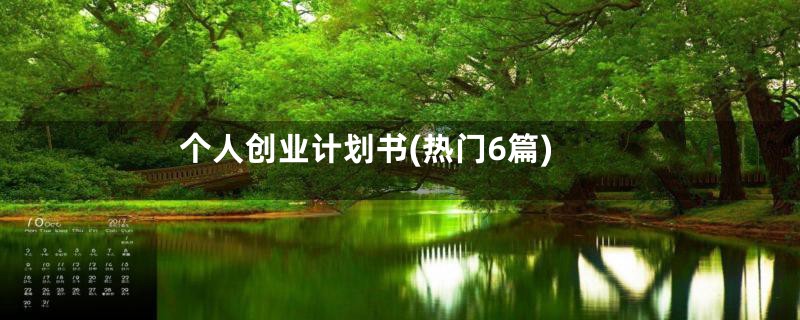 个人创业计划书(热门6篇)