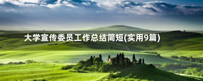 大学宣传委员工作总结简短(实用9篇)