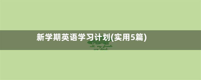 新学期英语学习计划(实用5篇)
