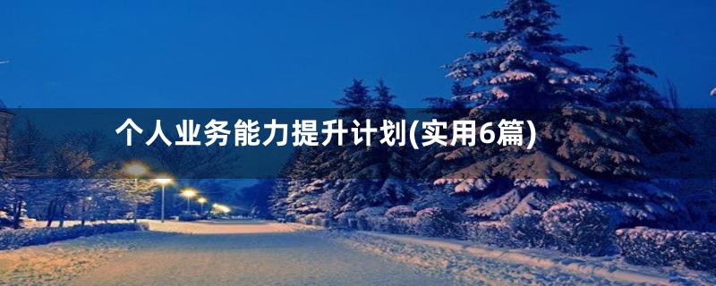 个人业务能力提升计划(实用6篇)