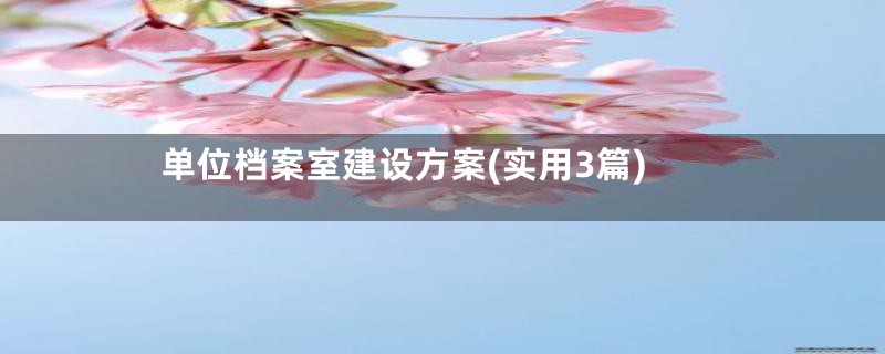 单位档案室建设方案(实用3篇)