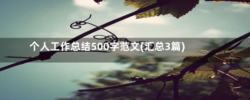 个人工作总结500字范文(汇总3篇)