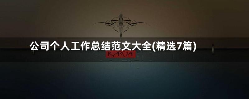 公司个人工作总结范文大全(精选7篇)