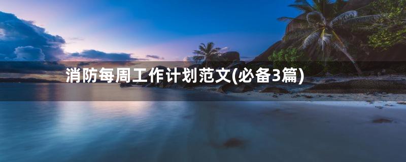 消防每周工作计划范文(必备3篇)