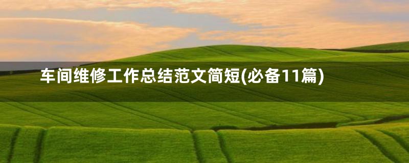 车间维修工作总结范文简短(必备11篇)