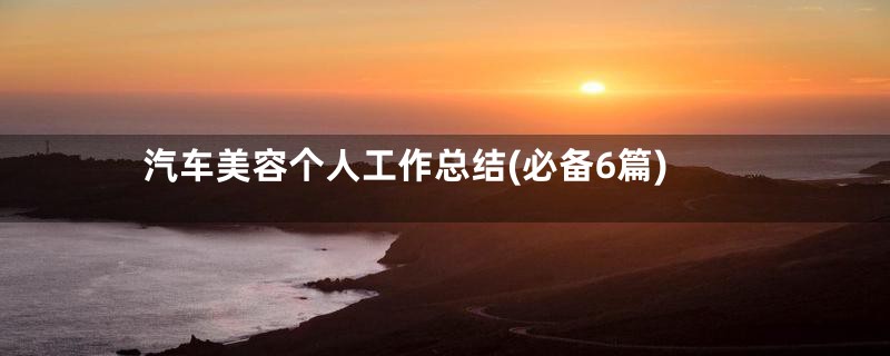 汽车美容个人工作总结(必备6篇)
