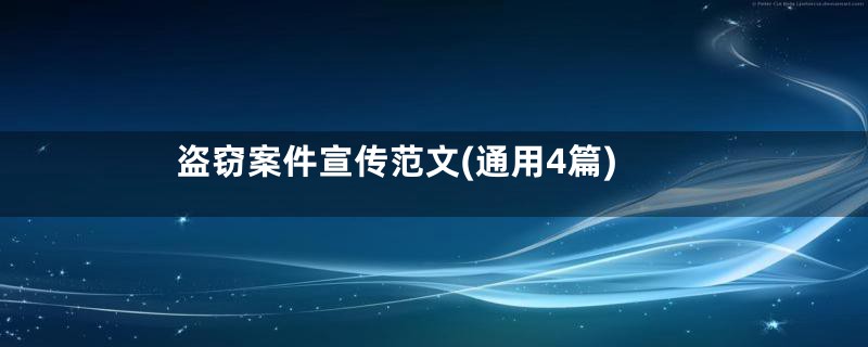 盗窃案件宣传范文(通用4篇)