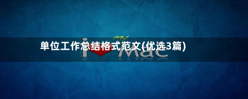 单位工作总结格式范文(优选3篇)