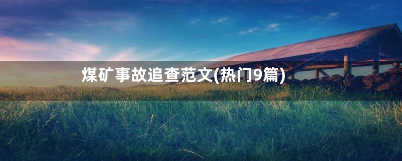 煤矿事故追查范文(热门9篇)