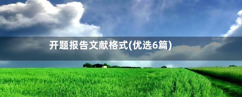 开题报告文献格式(优选6篇)