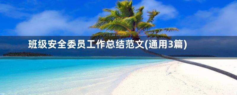 班级安全委员工作总结范文(通用3篇)