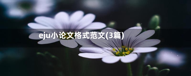 eju小论文格式范文(3篇)