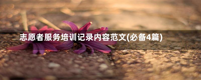 志愿者服务培训记录内容范文(必备4篇)