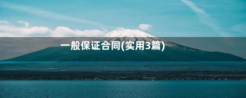 一般保证合同(实用3篇)